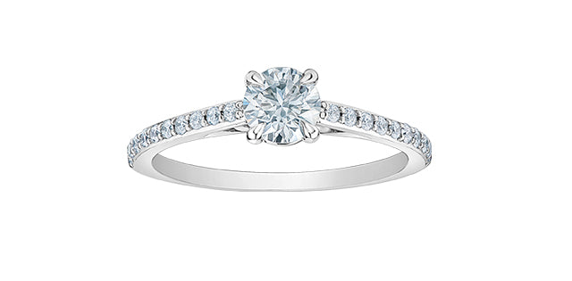 14K White Gold 0.70 Cttw Lab Grown Round Brilliant Cut Diamond Engagement Ring