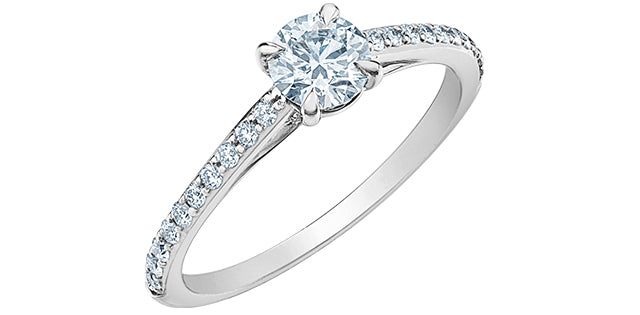14K White Gold 0.90 Cttw Lab Grown Round Brilliant Cut Diamond Engagement Ring