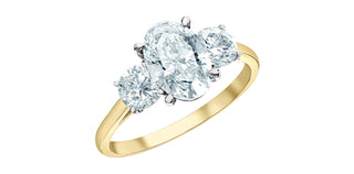 14K Yellow and White Gold 2.20cttw Three -Stone Lab Grown Diamond Ring