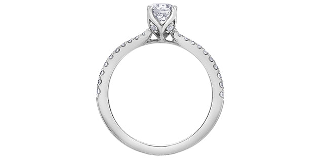 18K White Gold 0.68cttw Canadian Diamond Engagement Ring, Size 6.5