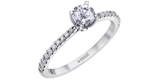 18K White Gold 0.68cttw Canadian Diamond Engagement Ring, Size 6.5