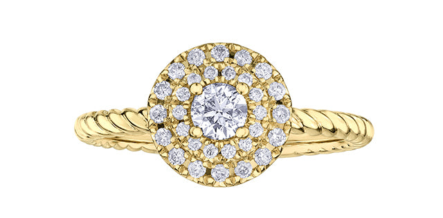 Anillo de compromiso de diamantes canadienses de 0,35 quilates en oro amarillo de 10 quilates, talla 6,5