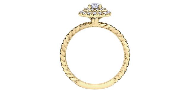 Anillo de compromiso de diamantes canadienses de 0,35 quilates en oro amarillo de 10 quilates, talla 6,5