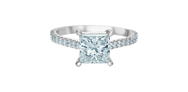 14K White Gold 2.33Cttw Lab Grown Princess Cut Diamond Engagement Ring