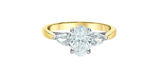 14K Yellow and White Gold 2.10Cttw Lab Grown Oval Cut Diamond Engagement Ring