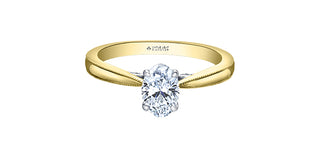 18K Yellow Gold 0.75cttw Oval Cut Canadian Diamond Engagement Ring