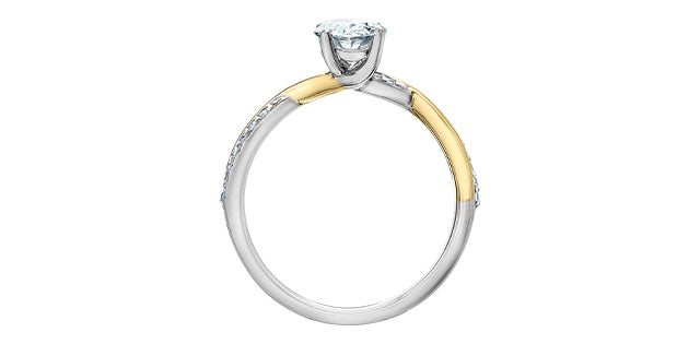14K Yellow and White Gold 1.10Cttw Lab Grown Oval Cut Diamond Engagement Ring