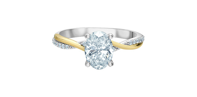 14K Yellow and White Gold 1.60Cttw Lab Grown Oval Cut Diamond Engagement Ring