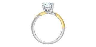 Anillo de diamantes redondos de talla brillante cultivados en laboratorio de 1,60 quilates de oro blanco y amarillo de 14 quilates