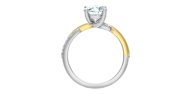 14K White &amp; Yellow Gold 1.60cttw Lab Grown Round Brilliant Cut Diamond Ring