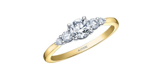 14K Yellow &amp; White Gold 0.70cttw Canadian Diamond Engagement Ring