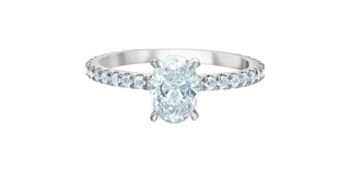14K White Gold 1.50cttw Oval Cut Lab Grown Diamond Ring