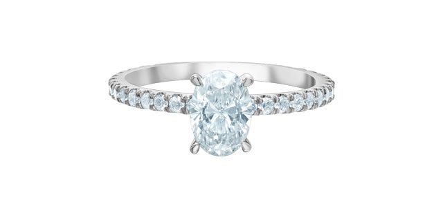 14K White Gold 1.50cttw Oval Cut Lab Grown Diamond Ring