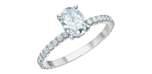 14K White Gold 1.50cttw Oval Cut Lab Grown Diamond Ring