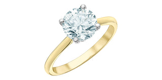 14K Yellow and White Gold 3.10 Cttw Lab Grown Round Cut Diamond Engagement Ring with Hidden Halo