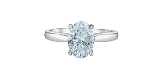 14K Gold Lab Grown Oval Cut Diamond Engagement Ring with Ski Tip Hidden Halo