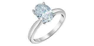 14K Gold Lab Grown Oval Cut Diamond Engagement Ring with Ski Tip Hidden Halo