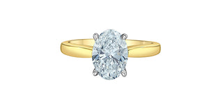 14K Gold Lab Grown Oval Cut Diamond Engagement Ring with Ski Tip Hidden Halo