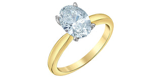 14K Gold Lab Grown Oval Cut Diamond Engagement Ring with Ski Tip Hidden Halo