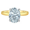 14K Gold Lab Grown Oval Cut Diamond Engagement Ring with Ski Tip Hidden Halo