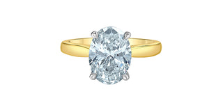 14K Gold Lab Grown Oval Cut Diamond Engagement Ring with Ski Tip Hidden Halo