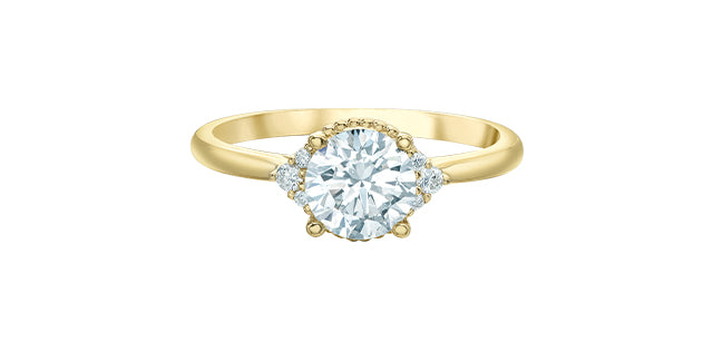 14K Yellow Gold 1.05 Cttw Lab Grown Round Cut Diamond Engagement Ring