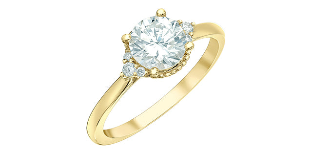 14K Yellow Gold 1.05 Cttw Lab Grown Round Cut Diamond Engagement Ring