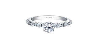 Anillo de compromiso de diamantes canadienses de 0,90 quilates en oro blanco de 18 quilates, talla 6,5