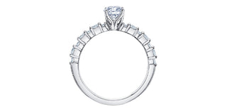 Anillo de compromiso de diamantes canadienses de 0,90 quilates en oro blanco de 18 quilates, talla 6,5
