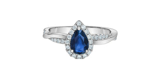 14K White Gold Lab-Grown Sapphire and Lab-Grown Diamond Ring