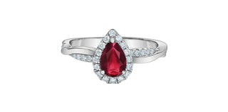 14K White Gold Lab-Grown Ruby and Lab-Grown Diamond Ring