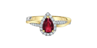 14K Yellow & White Gold Lab-Grown Ruby and Lab-Grown Diamond Ring