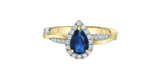 14K Yellow & White Gold Lab-Grown Sapphire and Lab-Grown Diamond Ring