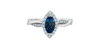 14K White Gold Lab-Grown Sapphire and Lab-Grown Diamond Ring