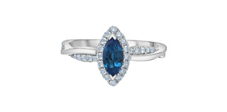 14K White Gold Lab-Grown Sapphire and Lab-Grown Diamond Ring