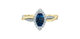14K Yellow & White Gold Lab-Grown Sapphire and Lab-Grown Diamond Ring