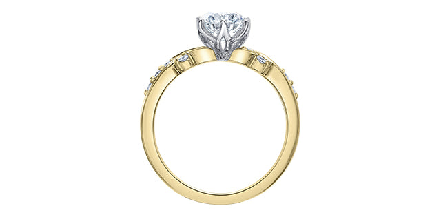 18K White &amp; Yellow Gold /Palladium Alloy (Hypoallergenic) 1.10cttw Canadian Diamond Engagement Ring