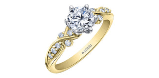 18K White & Yellow Gold /Palladium Alloy (Hypoallergenic) 1.10cttw Canadian Diamond Engagement Ring