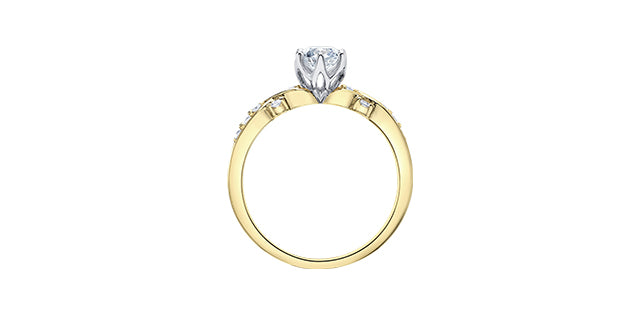 18K White &amp; Yellow Gold /Palladium Alloy (Hypoallergenic) 0.60cttw Canadian Diamond Engagement Ring