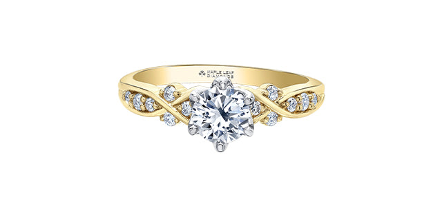 18K White &amp; Yellow Gold /Palladium Alloy (Hypoallergenic) 0.88cttw Canadian Diamond Engagement Ring