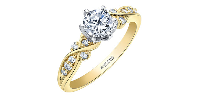 18K White &amp; Yellow Gold /Palladium Alloy (Hypoallergenic) 0.88cttw Canadian Diamond Engagement Ring