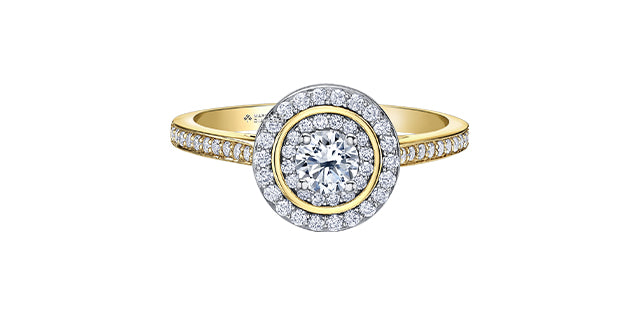 14K Yellow &amp; White Gold 0.50cttw Canadian Diamond Engagement Ring