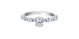 Anillo de compromiso de diamantes canadienses de talla ovalada de 1,00 quilates en oro blanco de 18 quilates, tamaño 6,5
