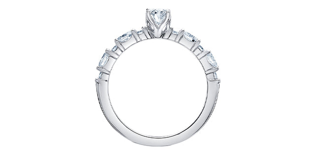 Anillo de compromiso de diamantes canadienses de talla ovalada de 1,00 quilates en oro blanco de 18 quilates, tamaño 6,5