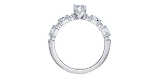 Anillo de compromiso de diamantes canadienses de talla ovalada de 1,50 quilates en oro blanco de 18 quilates, tamaño 6,5