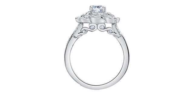 18K White Gold and Palladium 0.88cttw Canadian Diamond Halo Engagement Ring