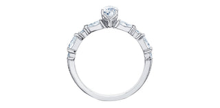 Anillo de compromiso de diamantes canadienses de talla pera de 1,00 quilates en oro blanco de 18 quilates, tamaño 6,5