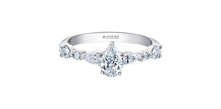 Anillo de compromiso de diamantes canadienses de talla pera de 1,20 quilates en oro blanco de 18 quilates, tamaño 6,5