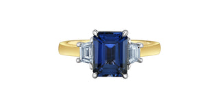 14K Yellow & White Gold Lab-Grown Sapphire and Lab-Grown Diamond Ring