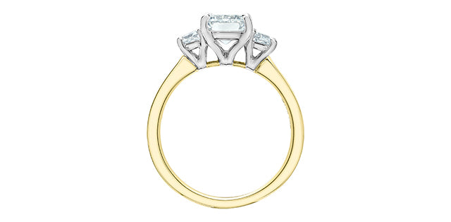 14K Yellow and White Gold 2.45Cttw Lab Grown Emerald Cut Diamond Engagement Ring